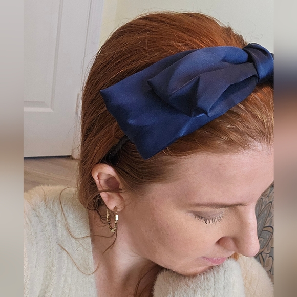 Navy Oversized Bow Statement Headband - Picture 8 of 8